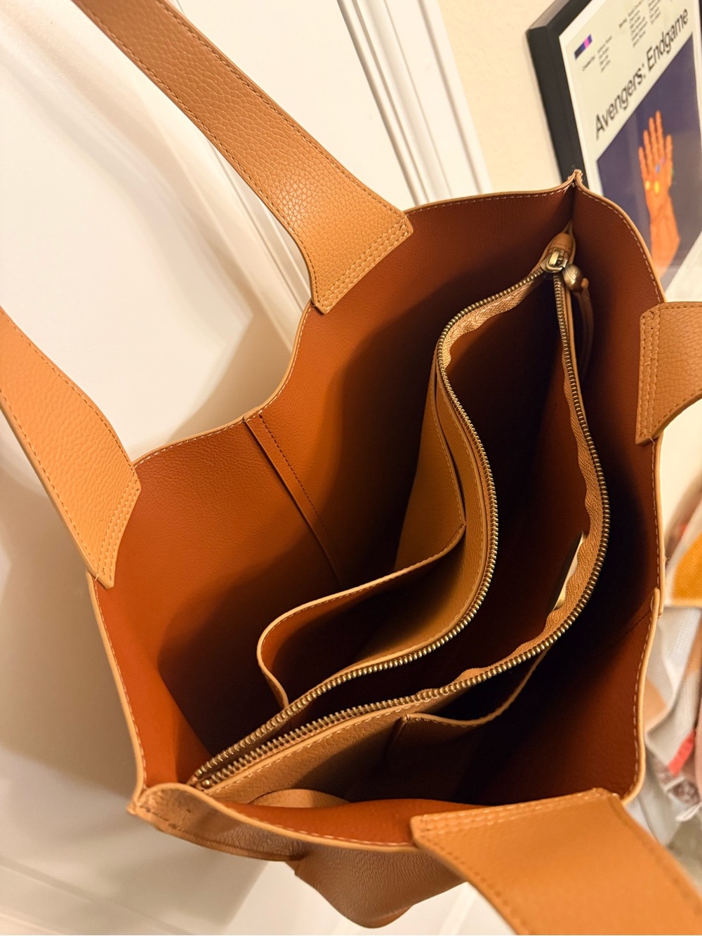HOBO Pebbled Leather Tan-Cognac Vida  Tote - Picture 7 of 11